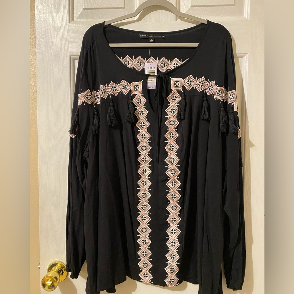 Black Embroidered Torrid Top